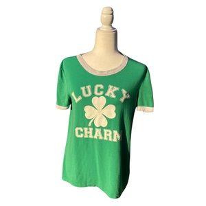Fifth Sun St. Patrick’s Collared Green White Lucky Charm Tee